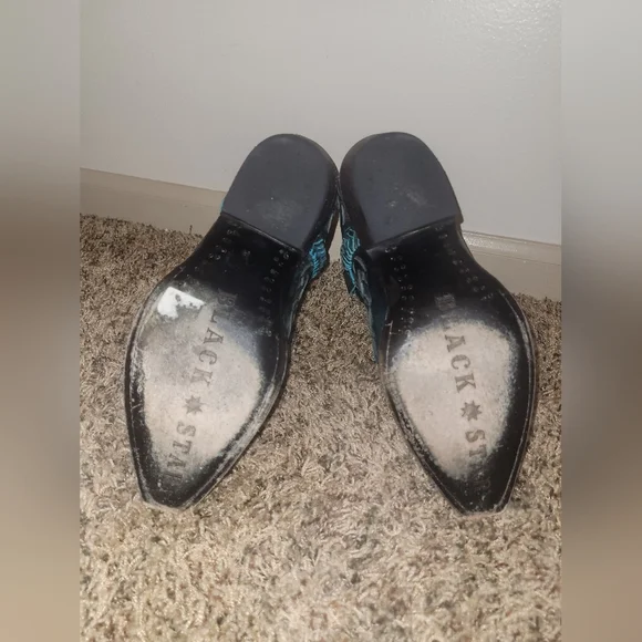 BLACK STAR All Leather TERLINGUA WESTERN BOOTIES Boots Size 7.5 - Picture 7 of 7